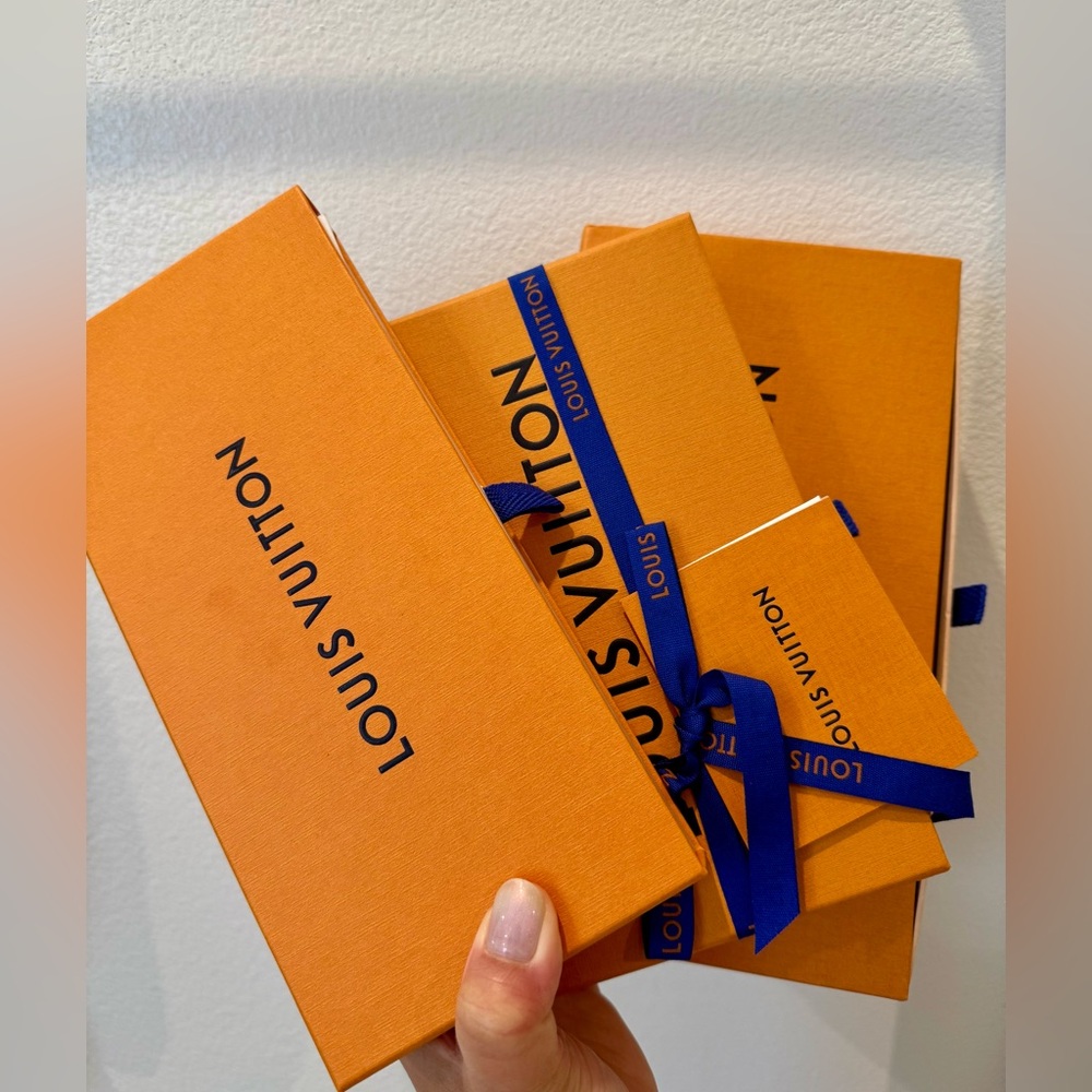 Louis Vuitton Orange Boxes with Blue Accents